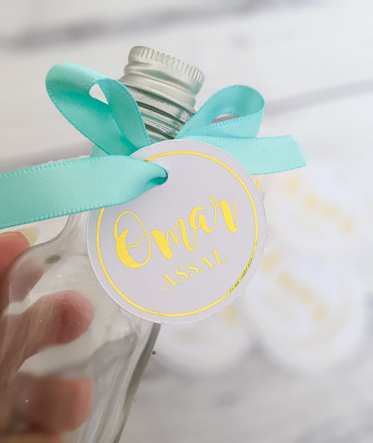 E&L Designs | Custom Foil Stickers Personalised Name Circle Gift Tags x 20