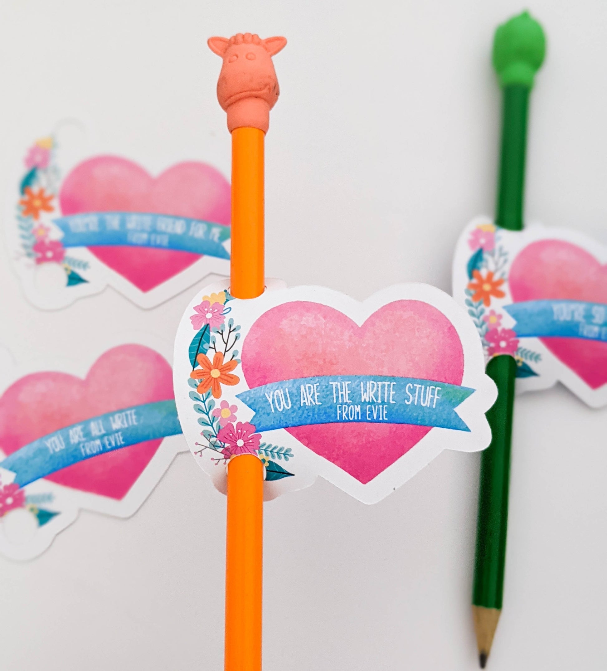 E&L Designs | Custom Foil Stickers Personalised Valentine's Day Pencil Holder, Set of 12