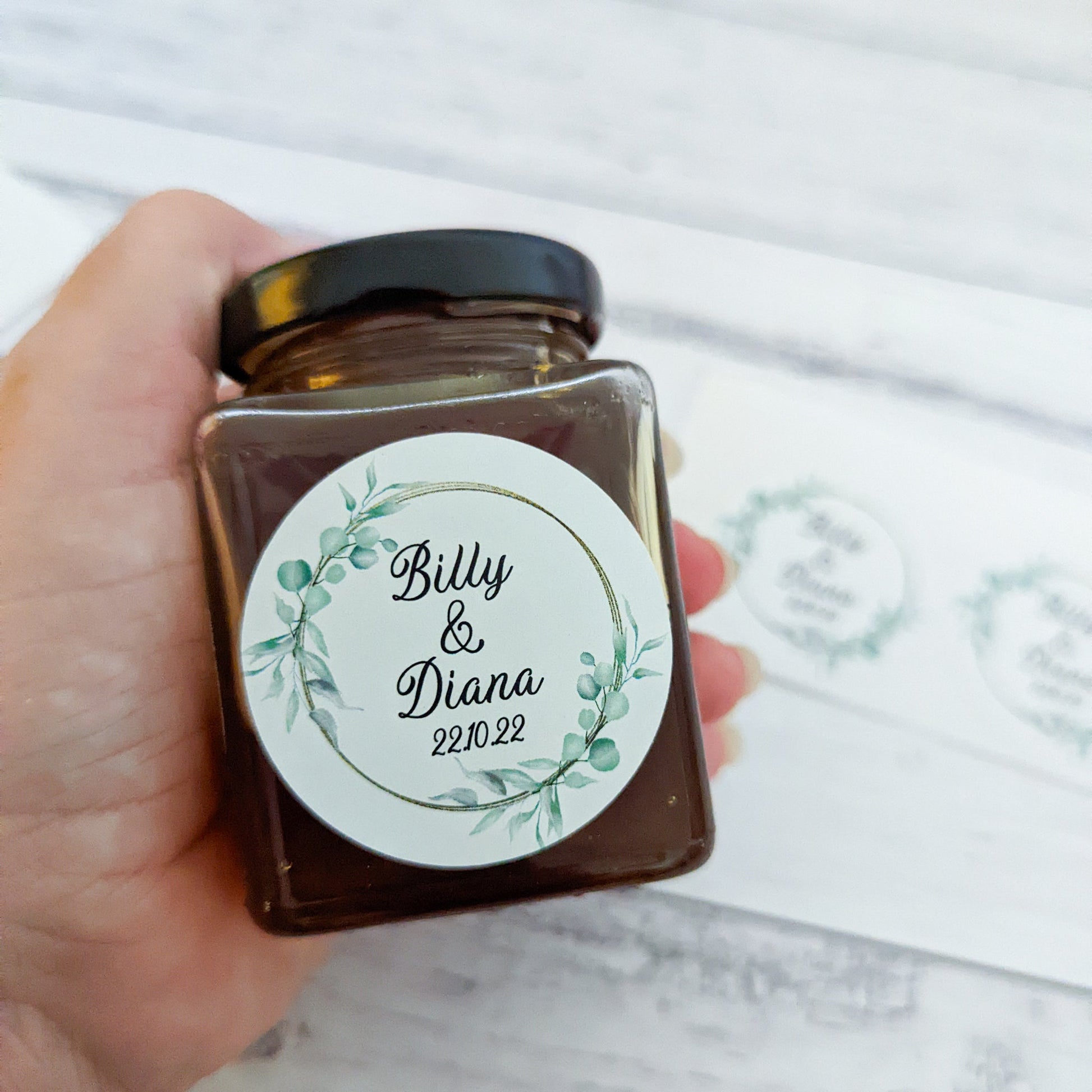 E&L Designs | Custom Foil Stickers Round Eucalyptus & Faux Gold Stickers, 2 Designs