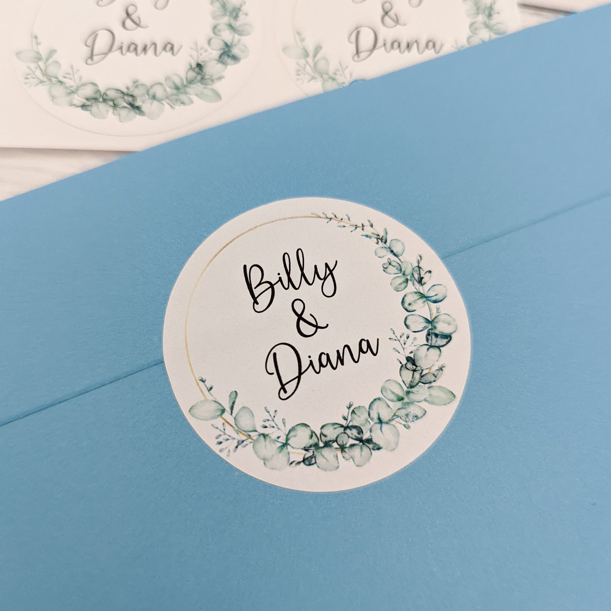 E&L Designs | Custom Foil Stickers Round Eucalyptus & Faux Gold Stickers, 2 Designs