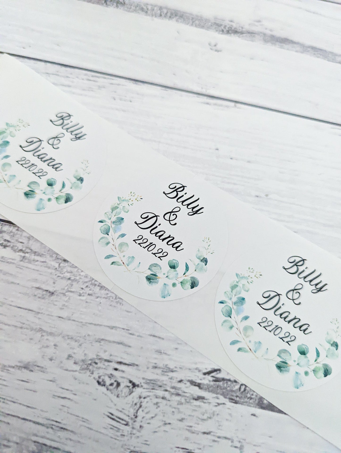 E&L Designs | Custom Foil Stickers Round Eucalyptus Foliage Stickers, 2 Designs