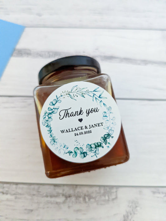 E&L Designs | Custom Foil Stickers Round Thank You Stickers-  Eucalyptus Foliage
