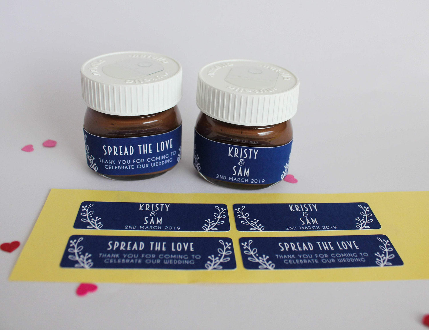 E&L Designs Custom Printed Mini Nutella Jar Stickers - Front and Back Set