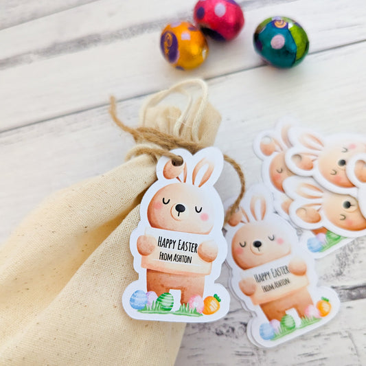 E&L Designs Cute Bunny Shaped Tags, Holding Sign x 20, Easter