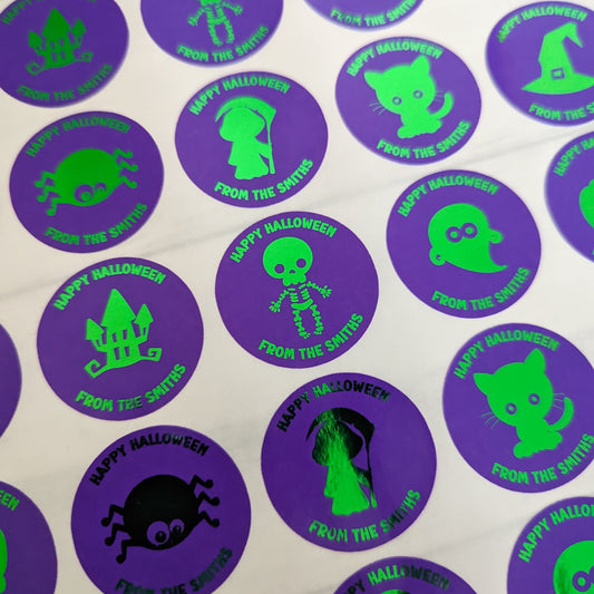 E&L Designs Cute Personalised Foil Halloween Party Favour Stickers
