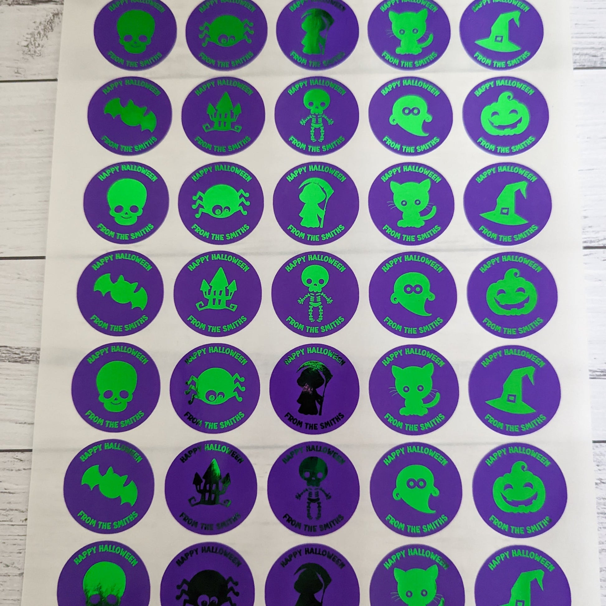 E&L Designs Cute Personalised Foil Halloween Party Favour Stickers