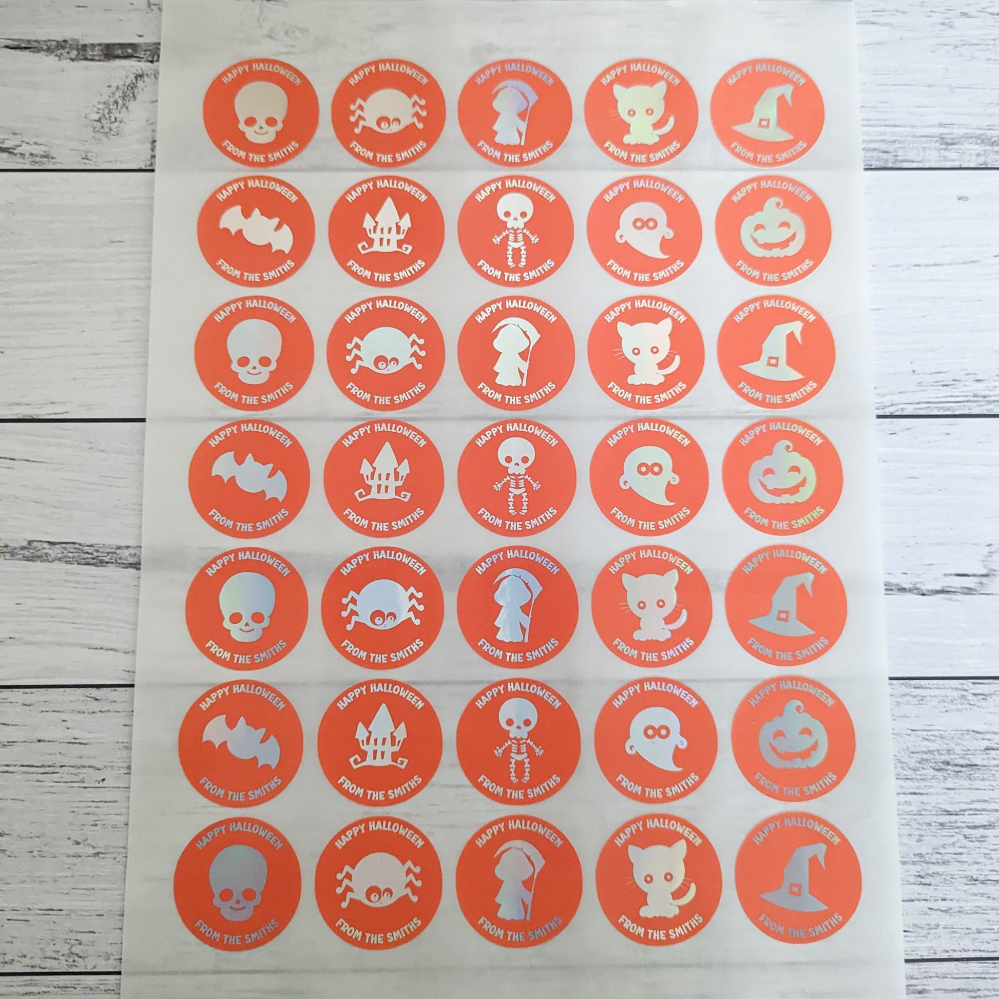 E&L Designs Cute Personalised Foil Halloween Party Favour Stickers