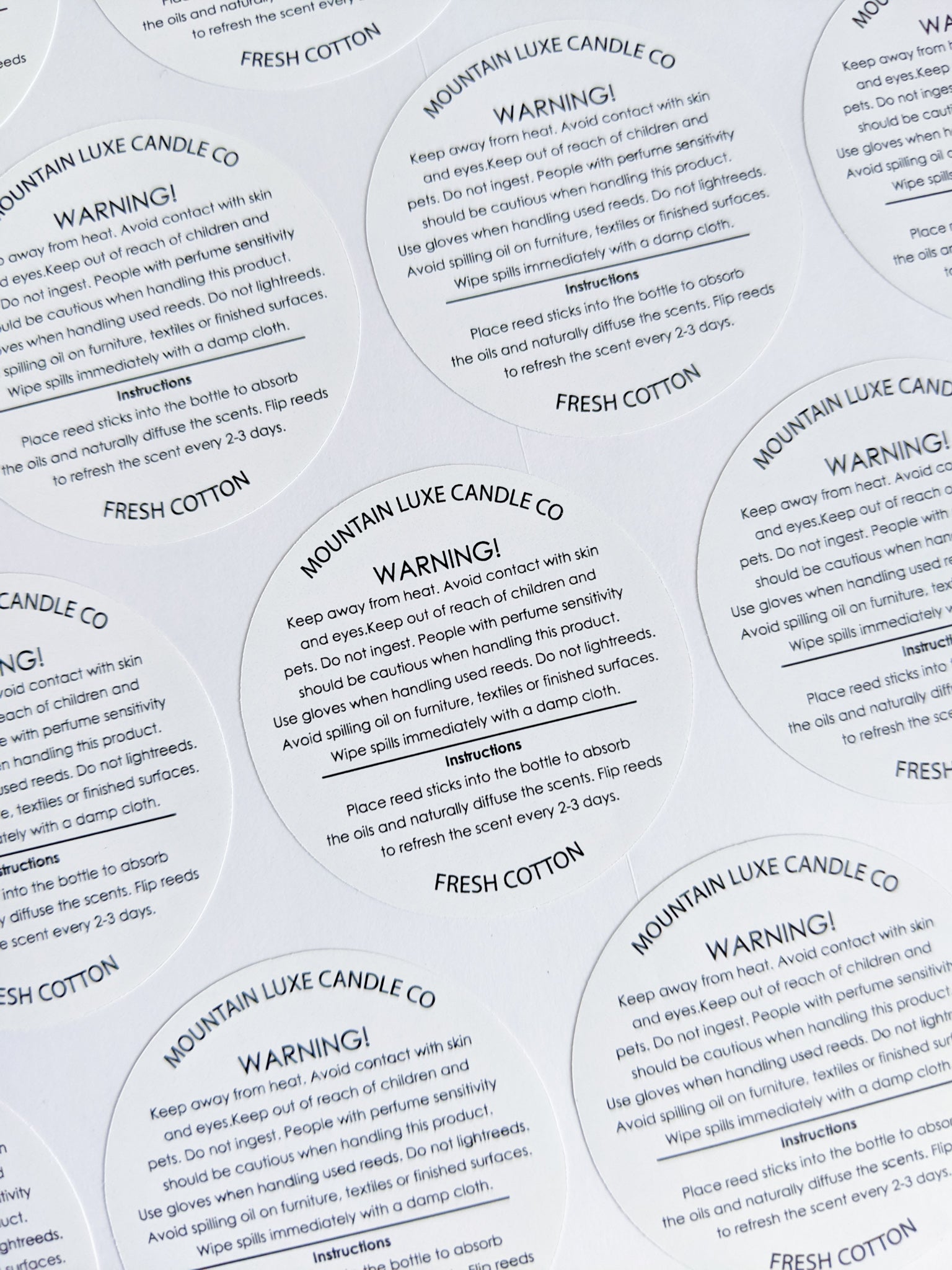 E&L Designs Diffuser Warning Stickers