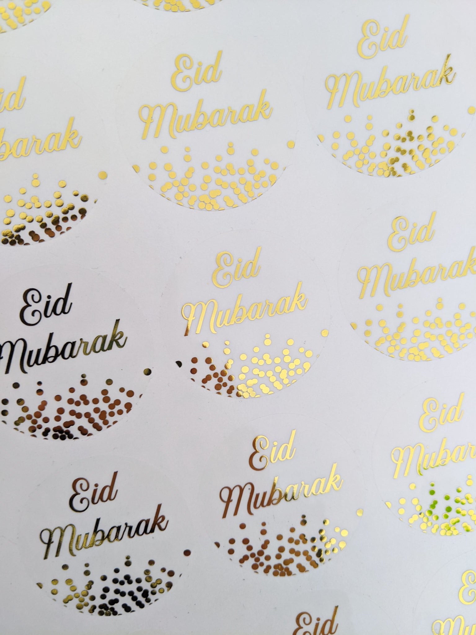 E&L Designs Eid Stickers with Confetti, Clear with foil