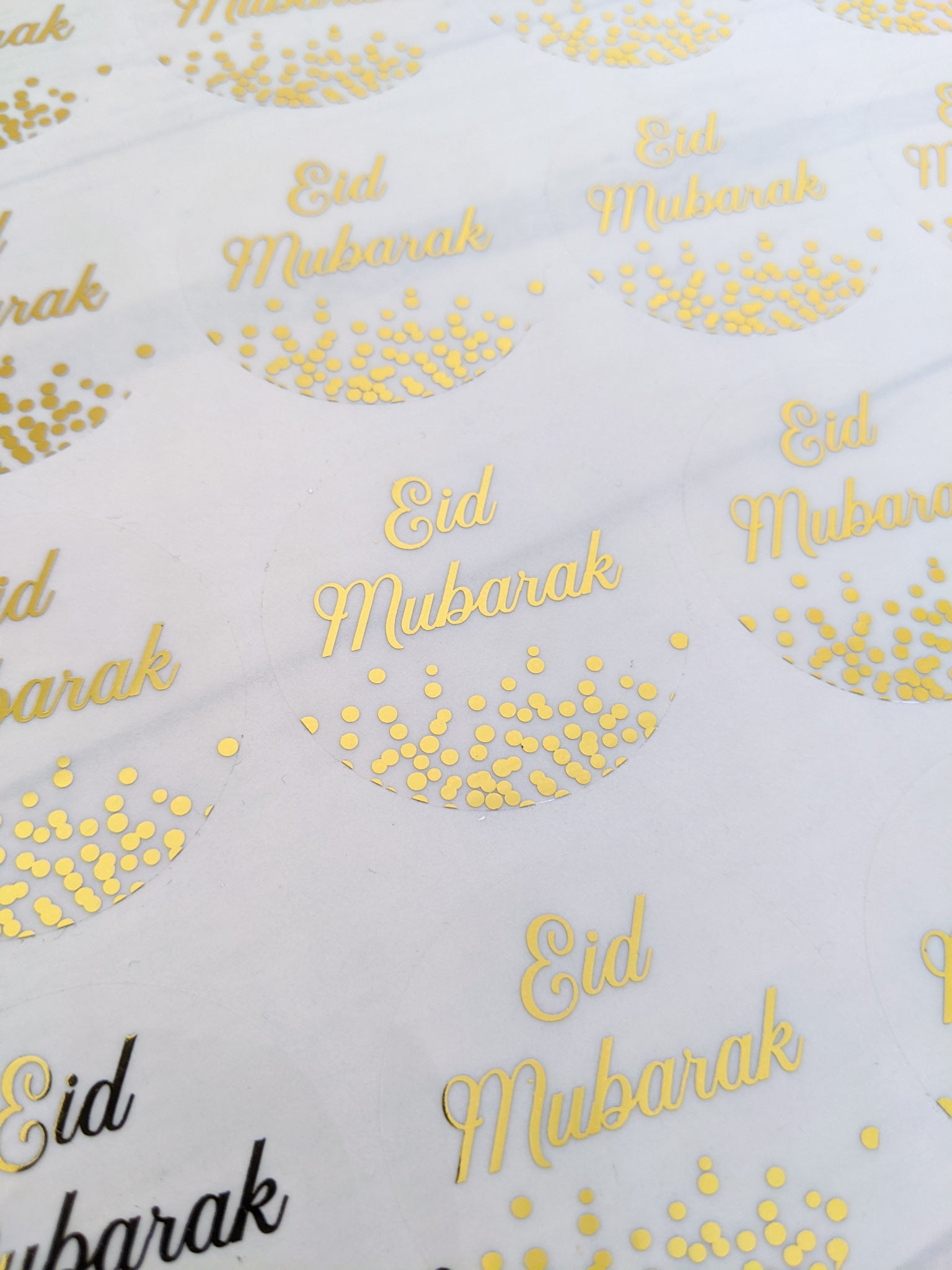 E&L Designs Eid Stickers with Confetti, Clear with foil