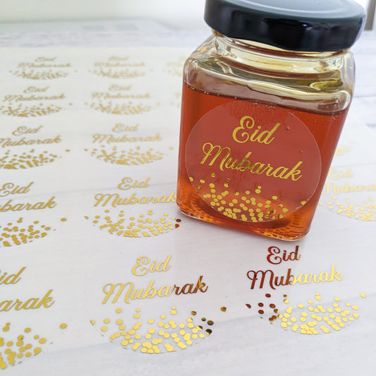E&L Designs Eid Stickers with Confetti, Clear with foil