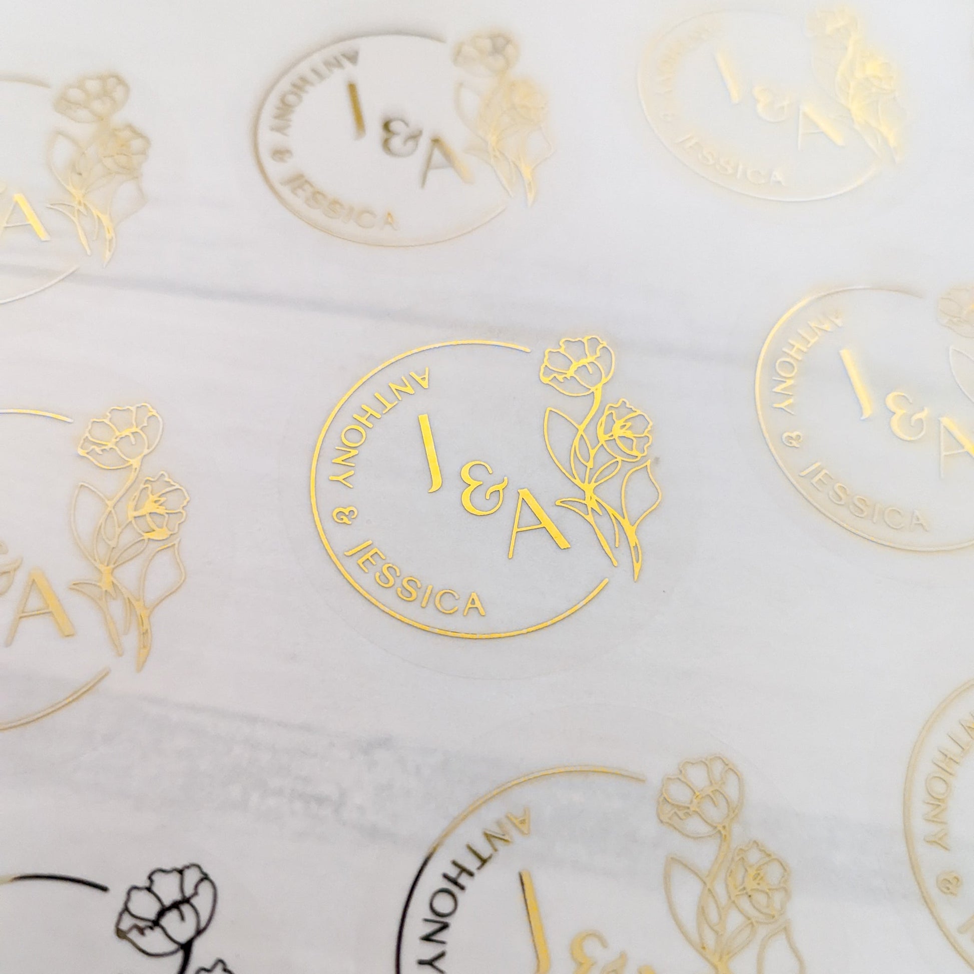 E&L Designs Floral Clear Foil Wedding Stickers