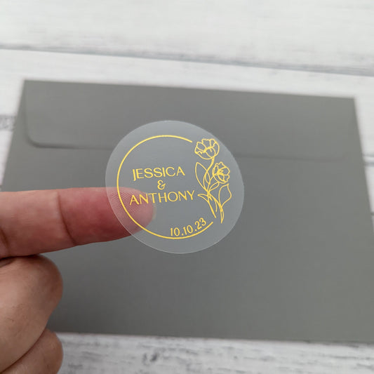 E&L Designs Floral Clear Foil Wedding Stickers