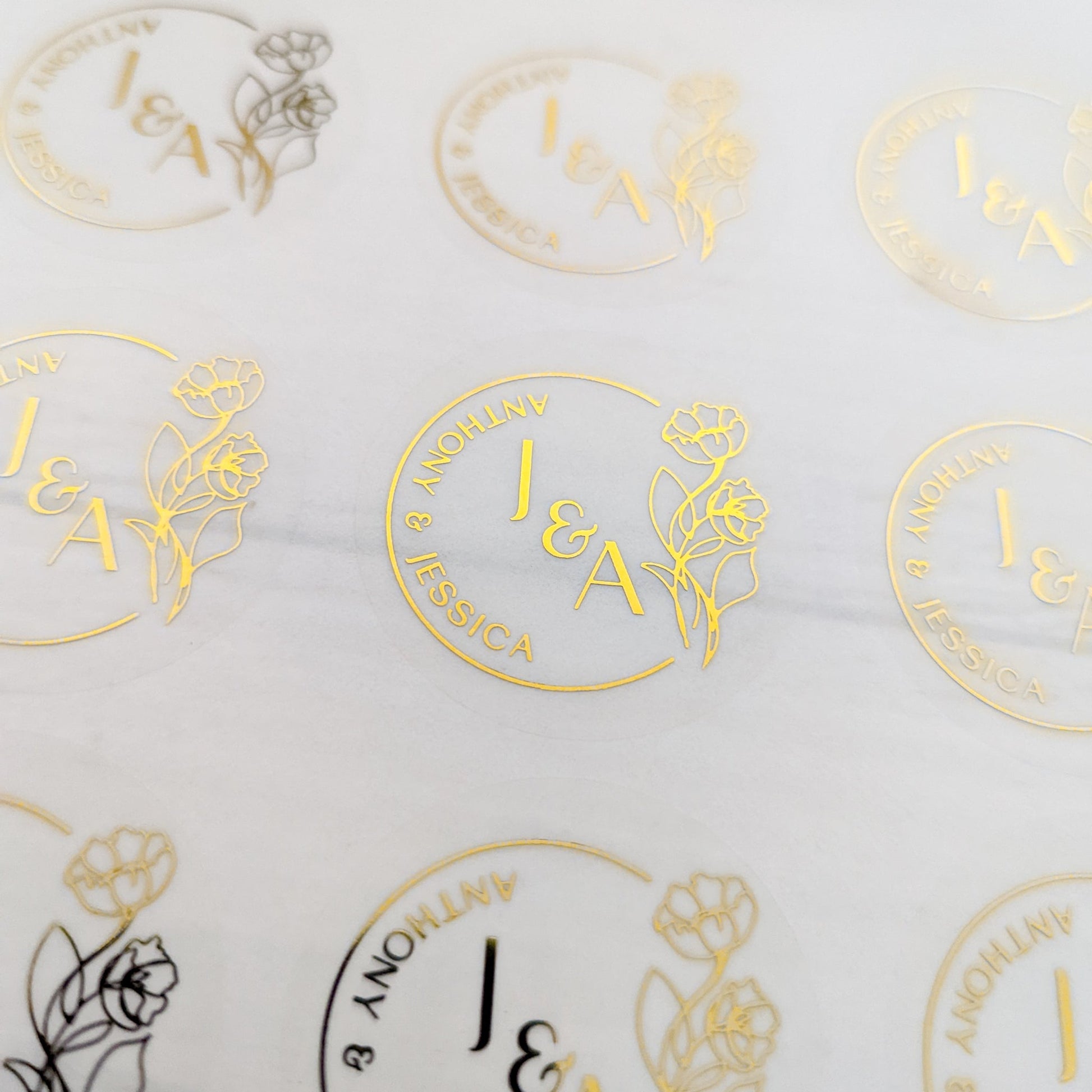 E&L Designs Floral Clear Foil Wedding Stickers