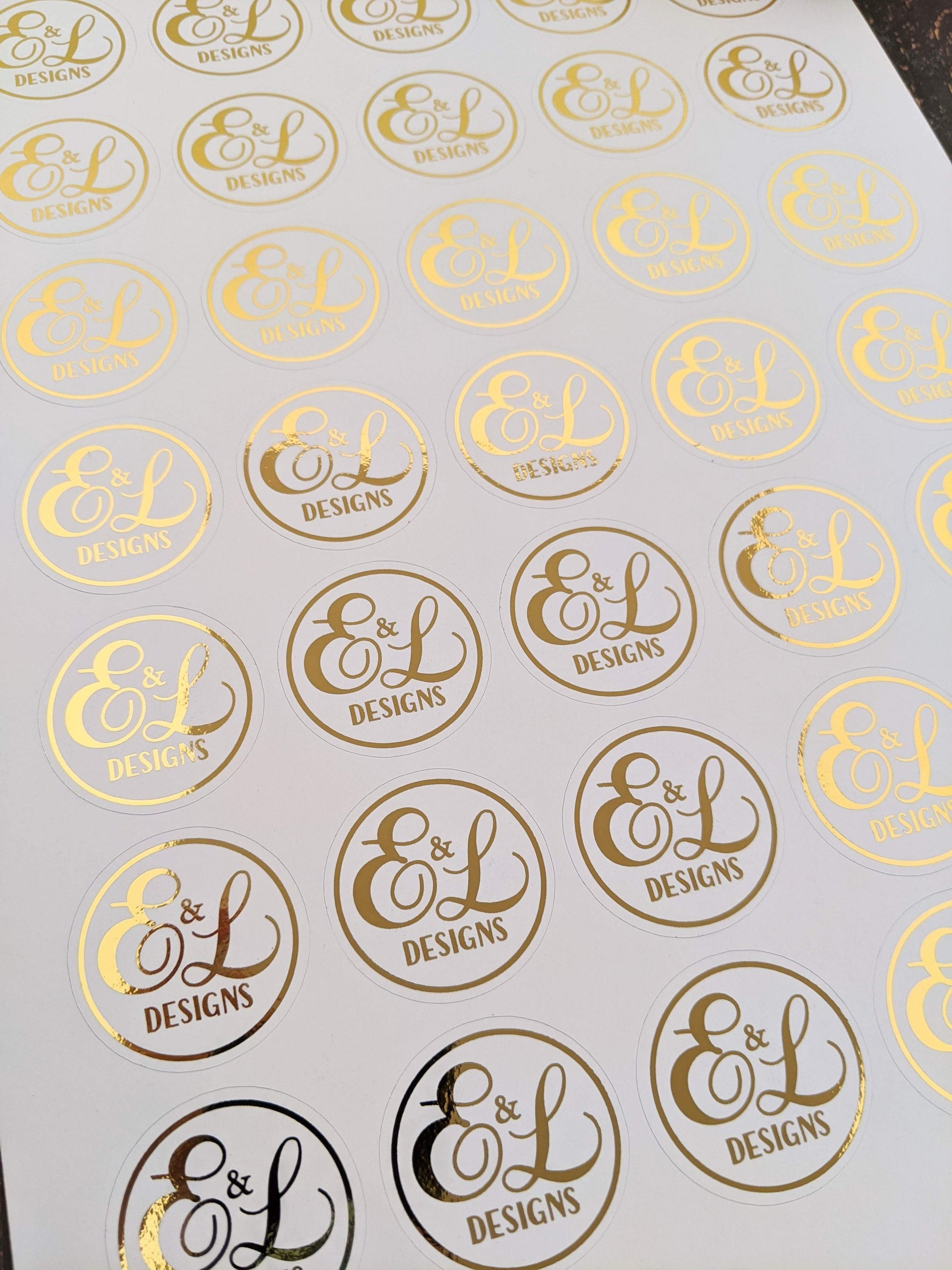 E&L Designs Foil Business Logo Stickers - White