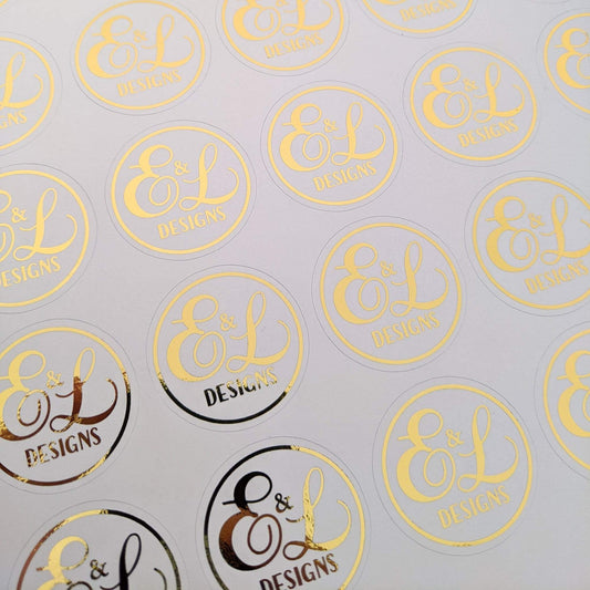 E&L Designs Foil Business Logo Stickers - White