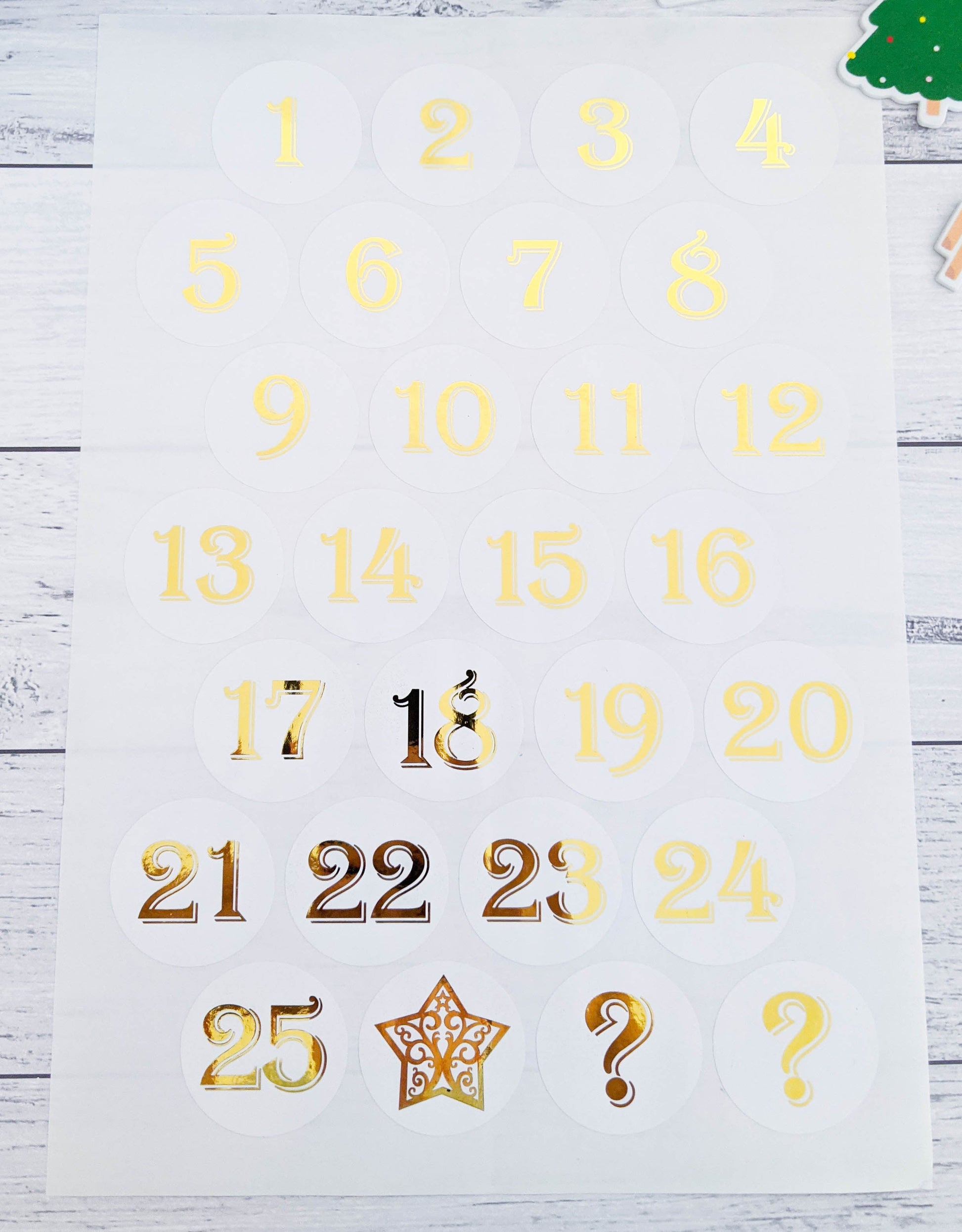 E&L Designs Foil Number Sticker Set - DIY Advent Calendar