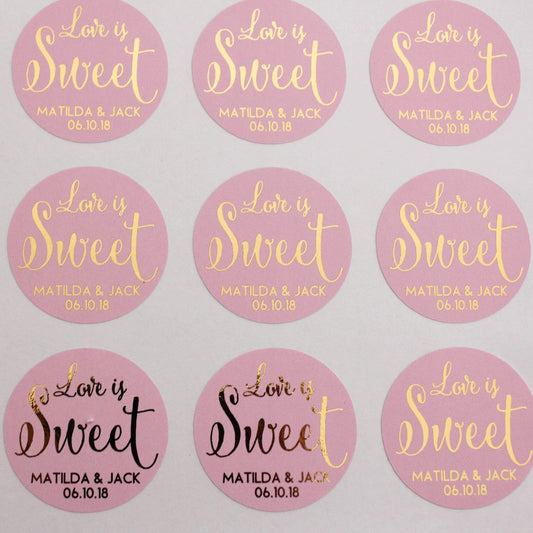 E&L Designs Foiled Coloured Wedding Favour Stickers