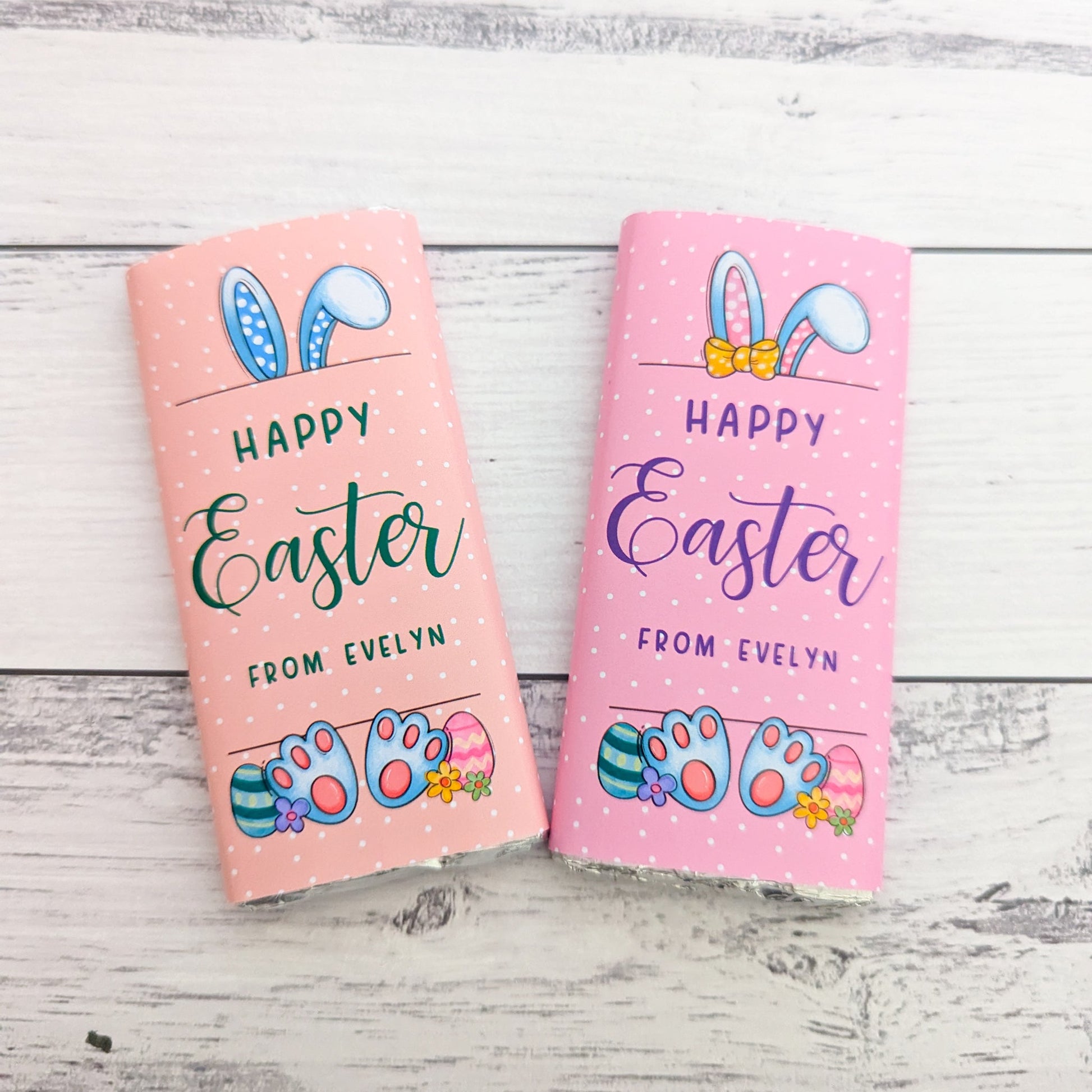 E&L Designs Fun Personalised Easter Chocolate Wrappers, Set of 10