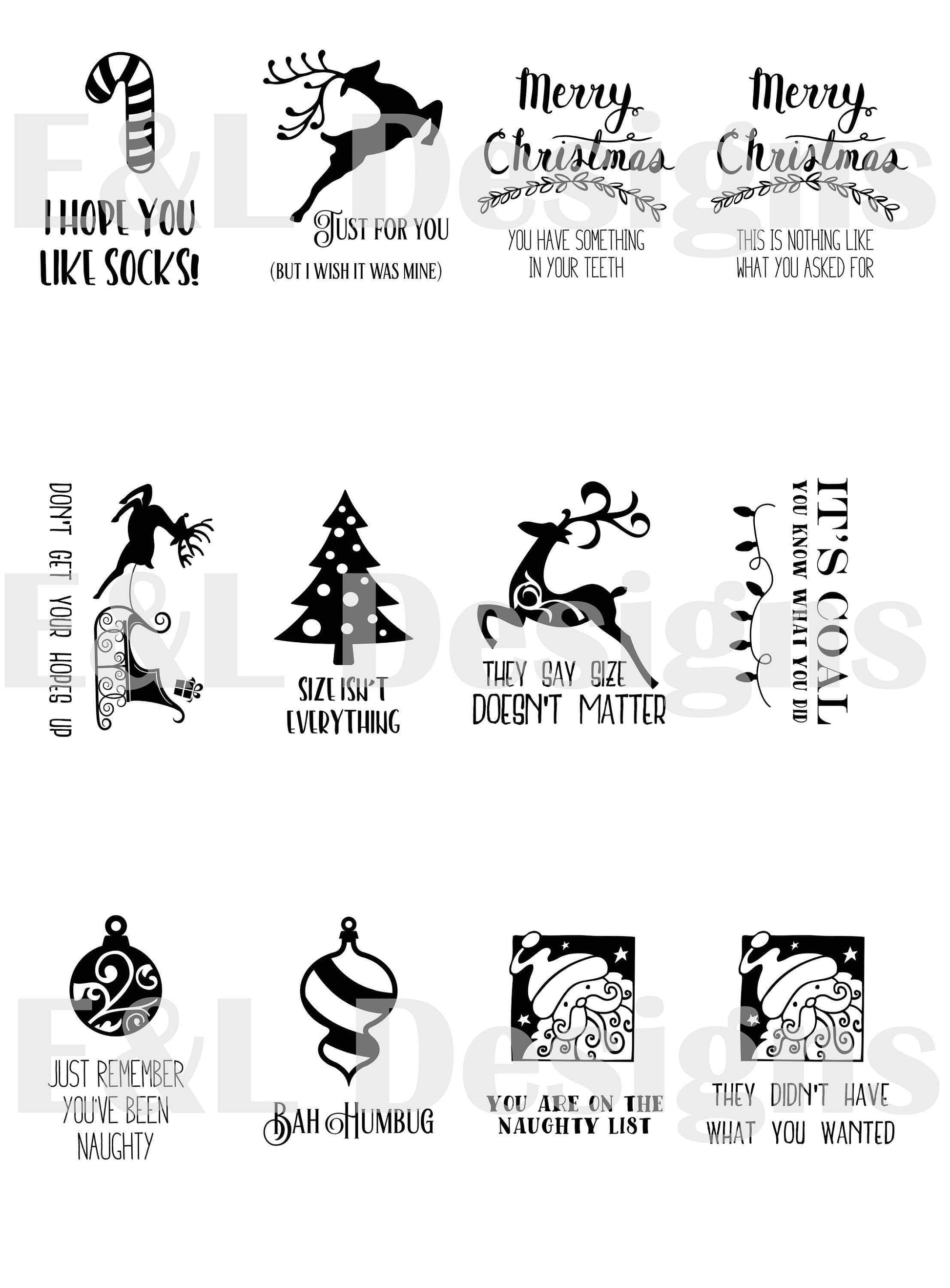 E&L Designs Funny Christmas Gift Tags -  Pack of 12