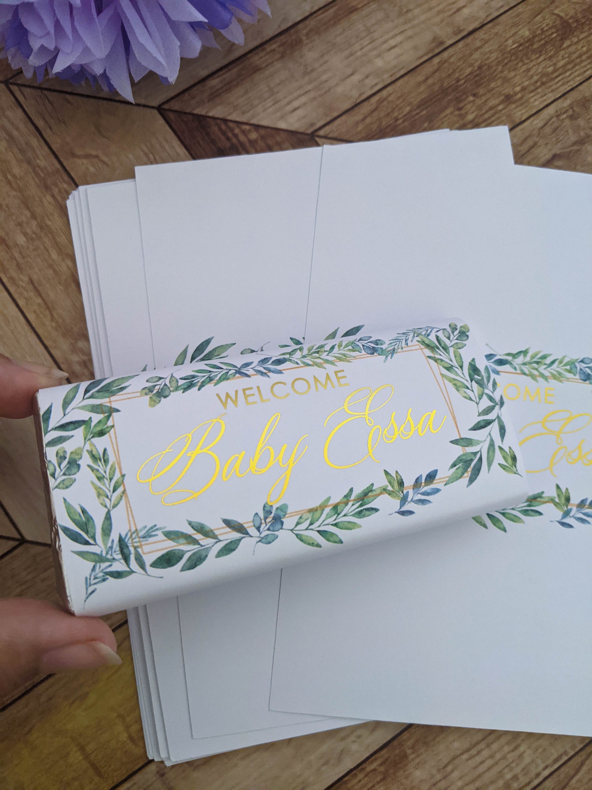 E&L Designs Greenery Baby Shower Chocolate Wrappers, Set of 10