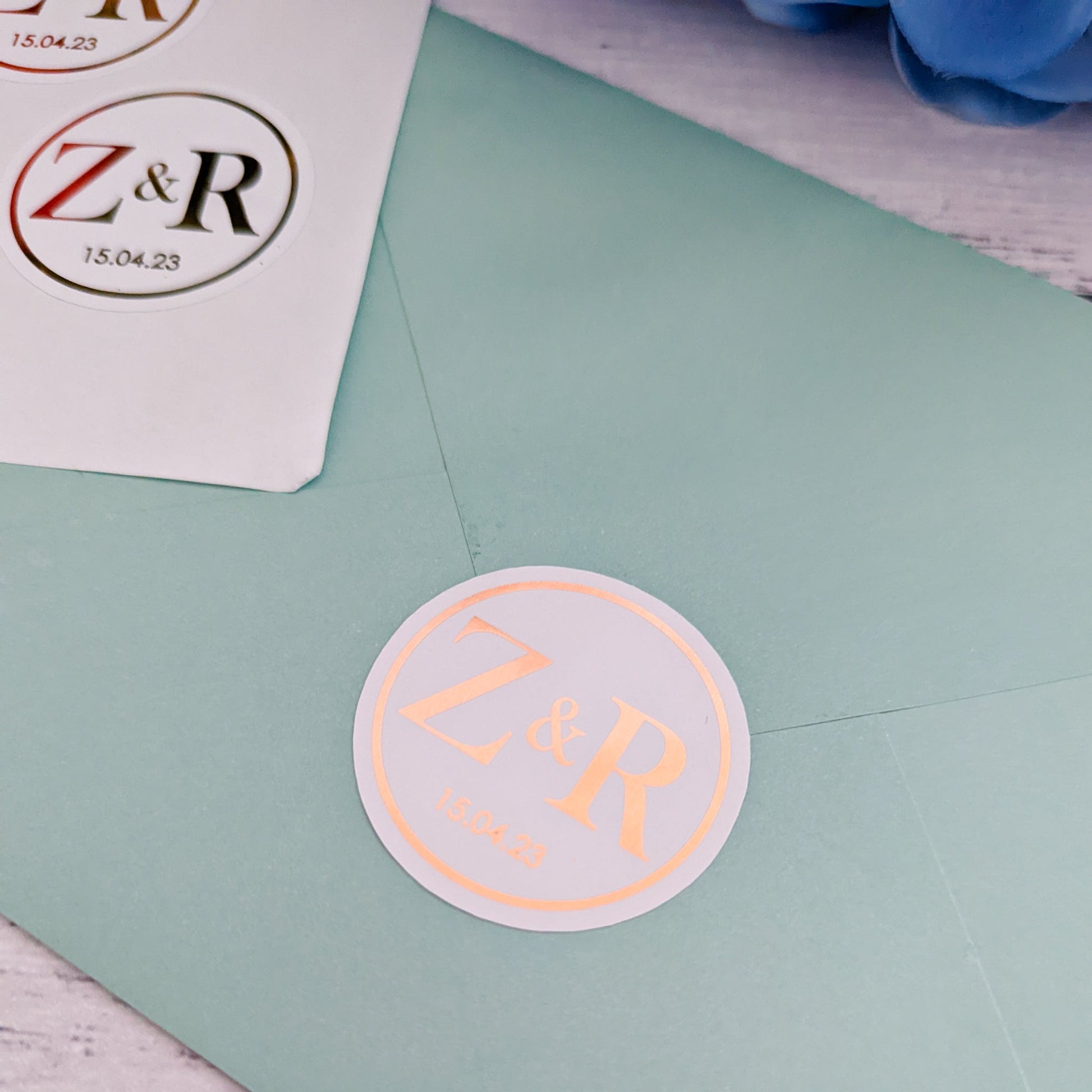 E&L Designs Initials Envelope Seals - White with Foil