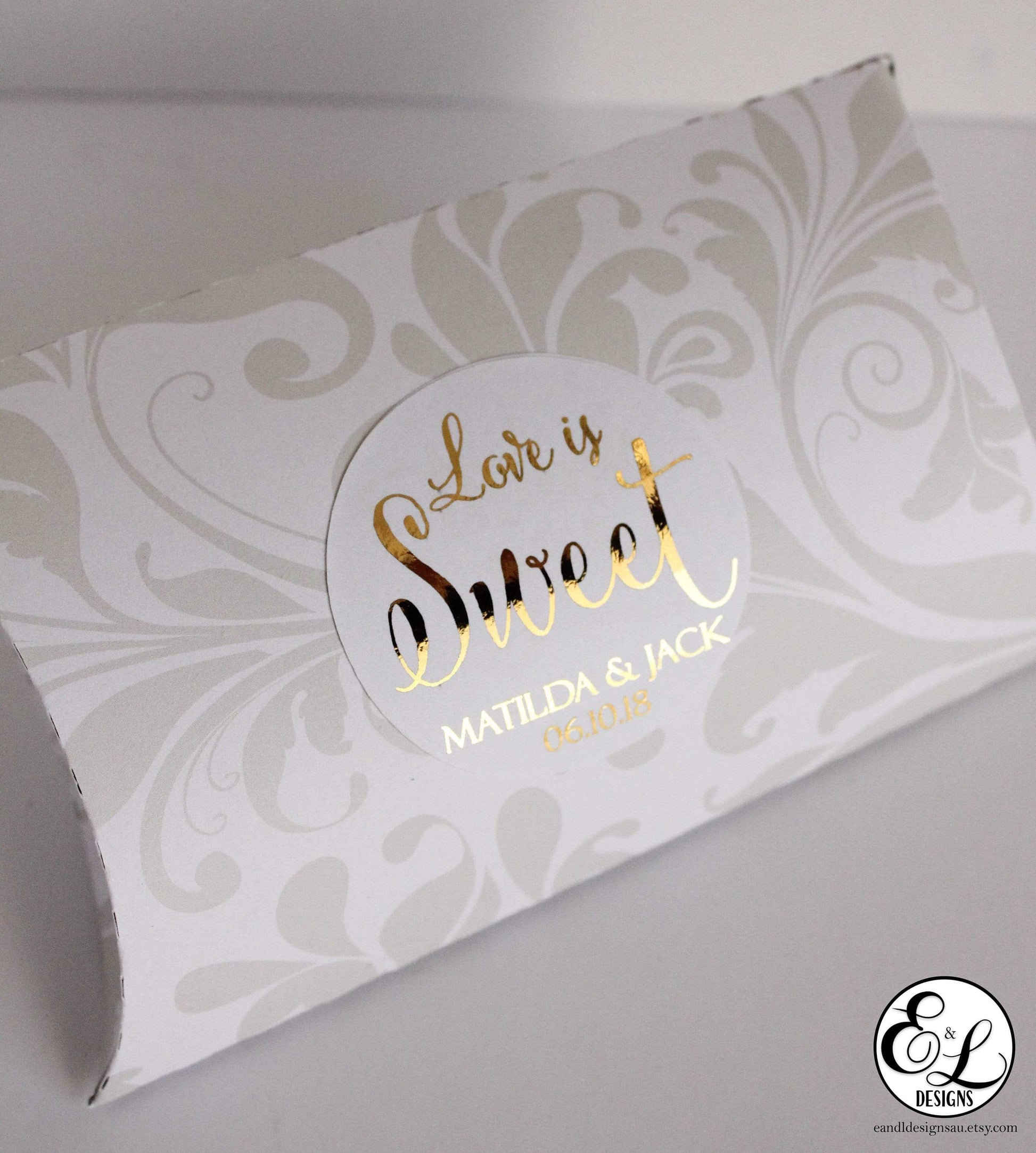 E&L Designs Love is Sweet Wedding Foiled Stickers