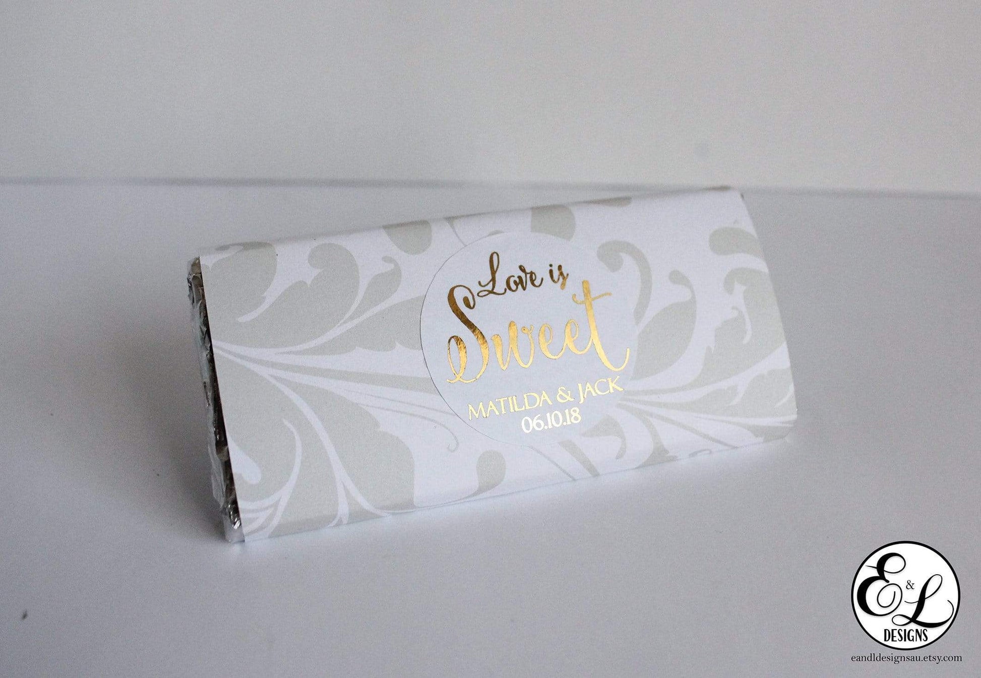 E&L Designs Love is Sweet Wedding Foiled Stickers