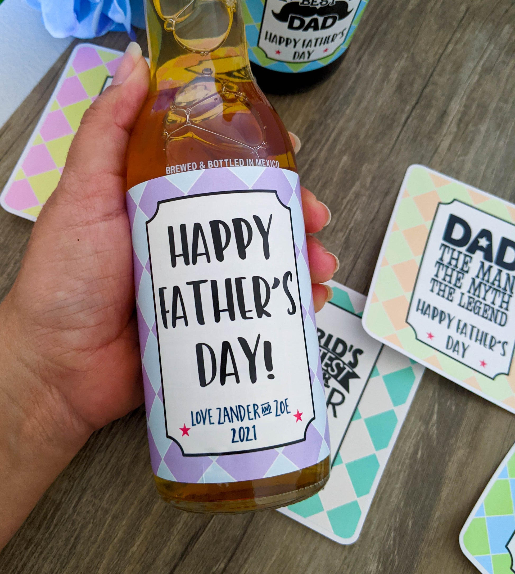 E&L Designs Personalised Beer Bottle Labels - Father's Day