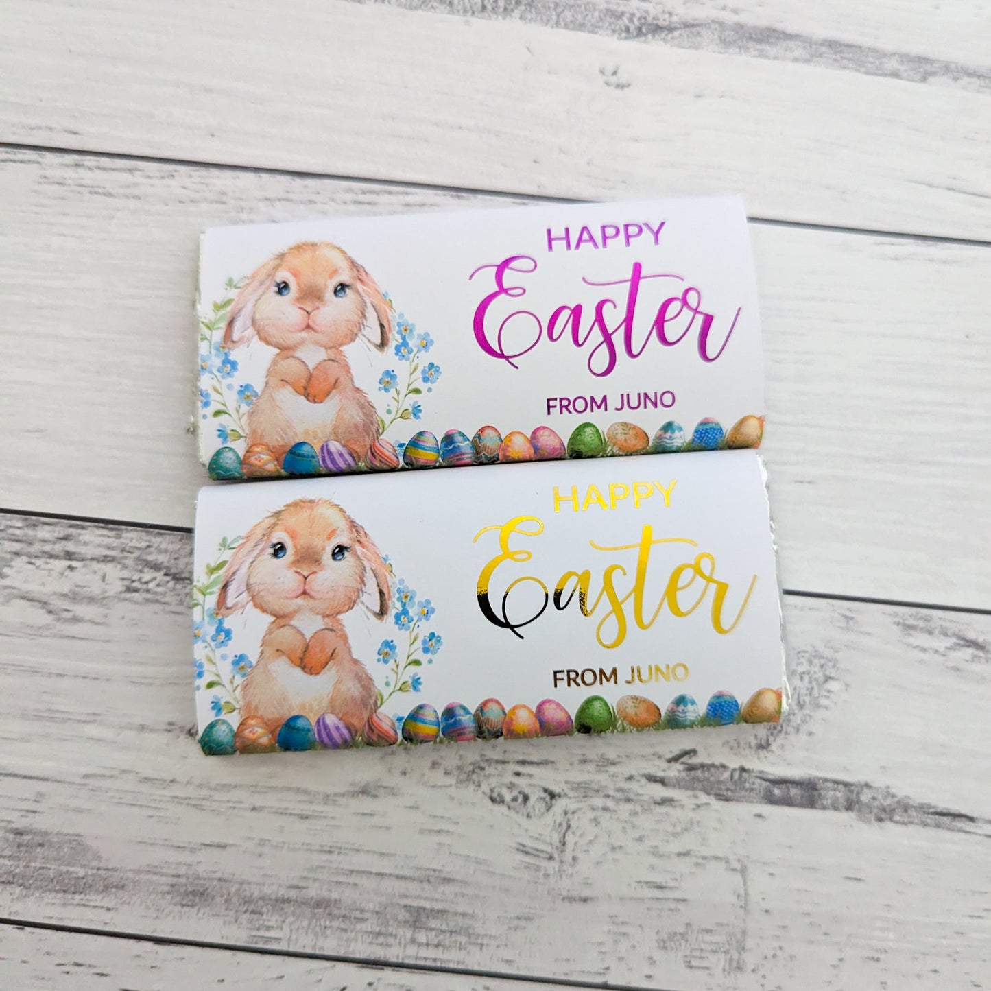 E&L Designs Personalised Easter Bunny Chocolate Wrappers, Set of 10