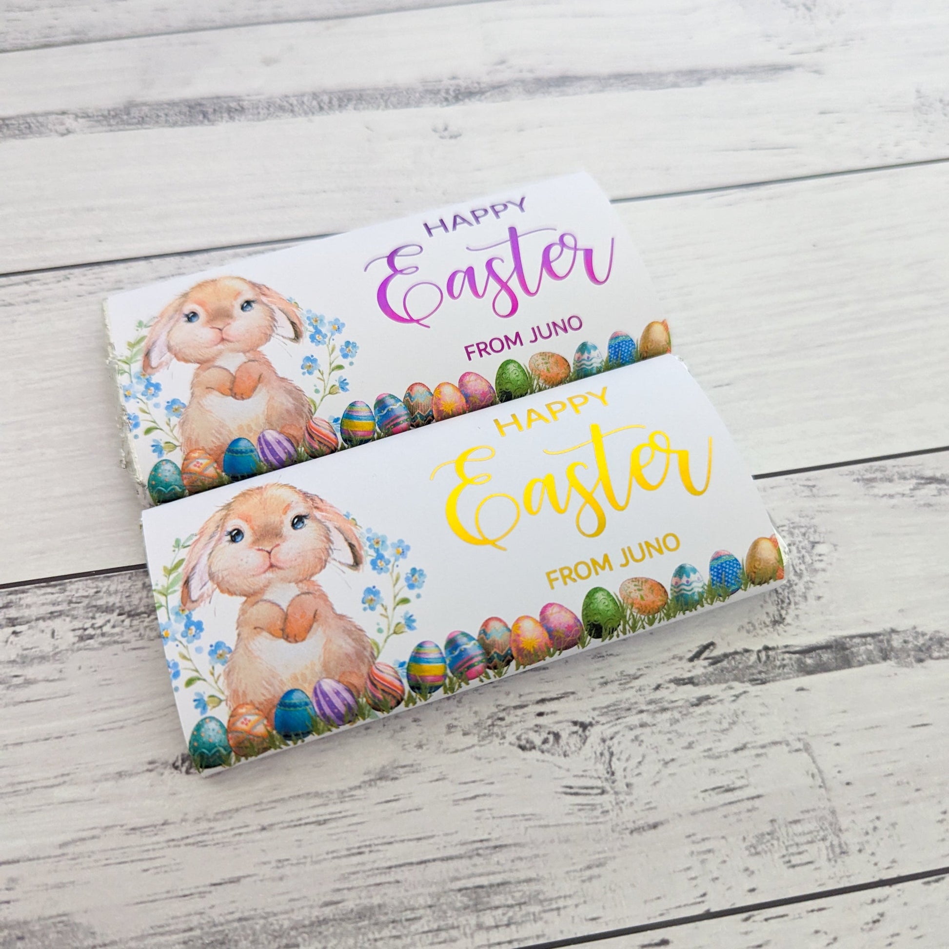 E&L Designs Personalised Easter Bunny Chocolate Wrappers, Set of 10