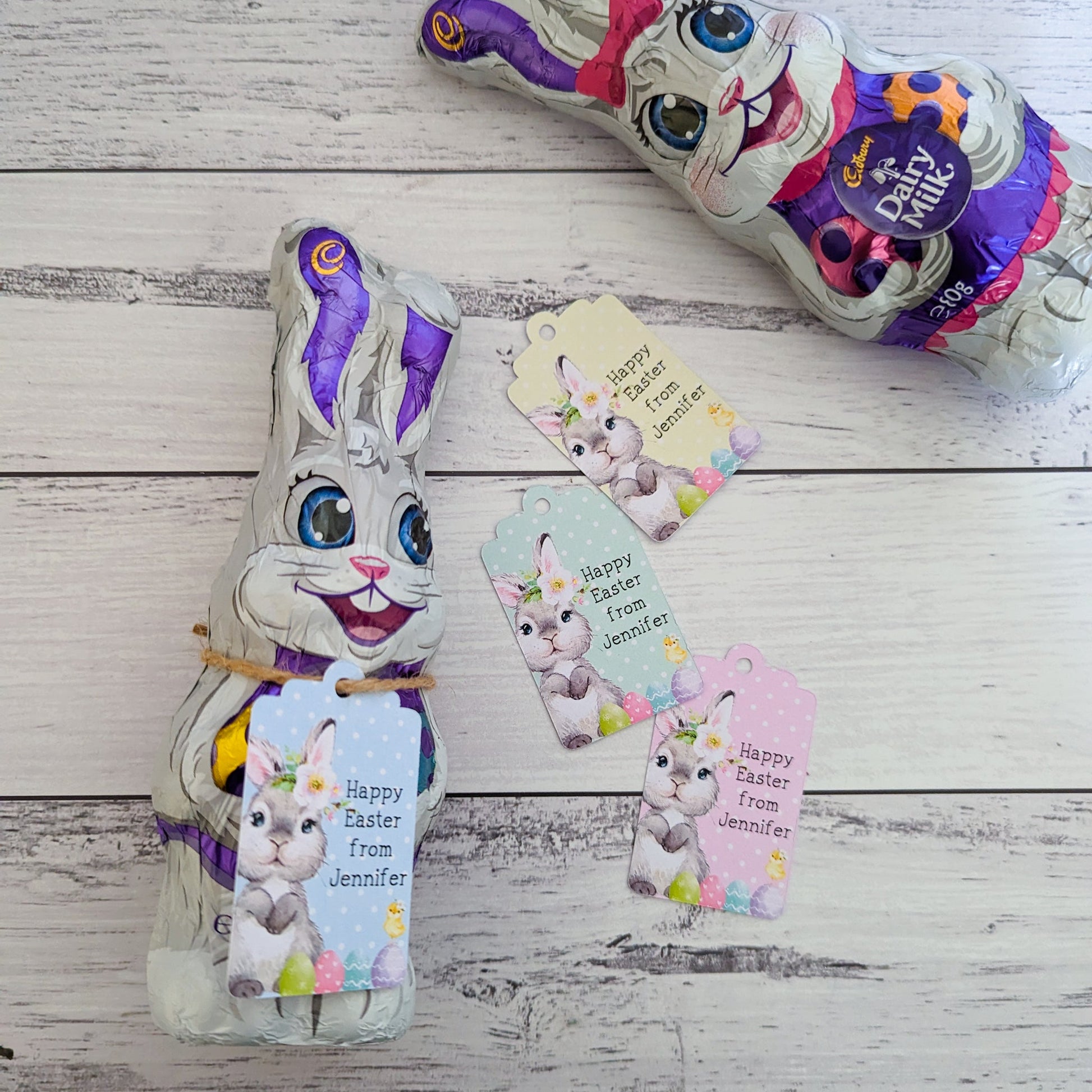 E&L Designs Personalised Easter Bunny Tags x 16