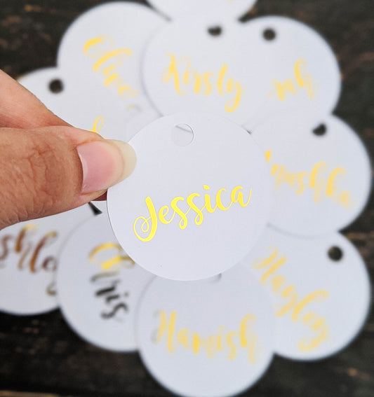 E&L Designs Personalised Round Foil Tags x10