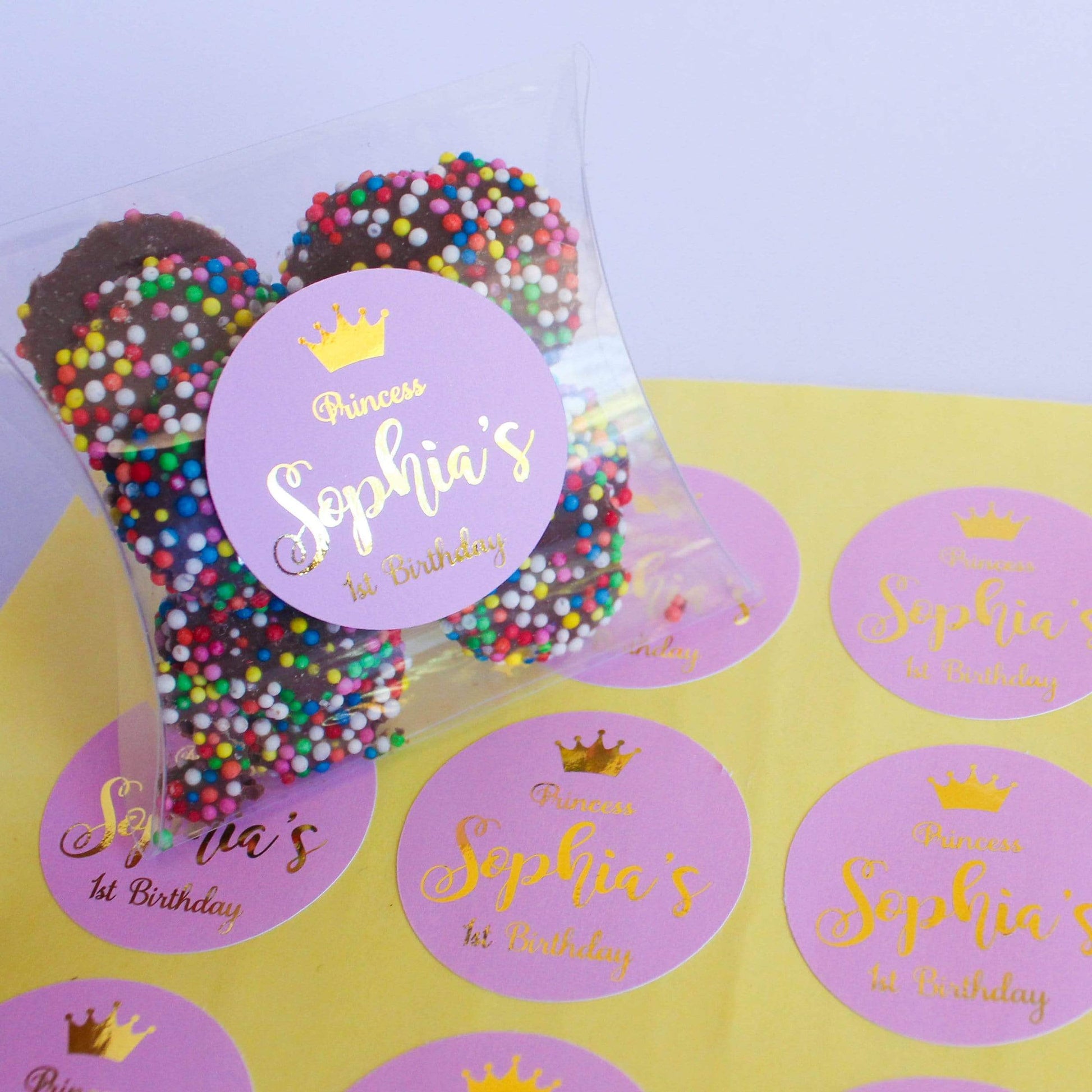 E&L Designs Pink Princess Personalised Foil Stickers