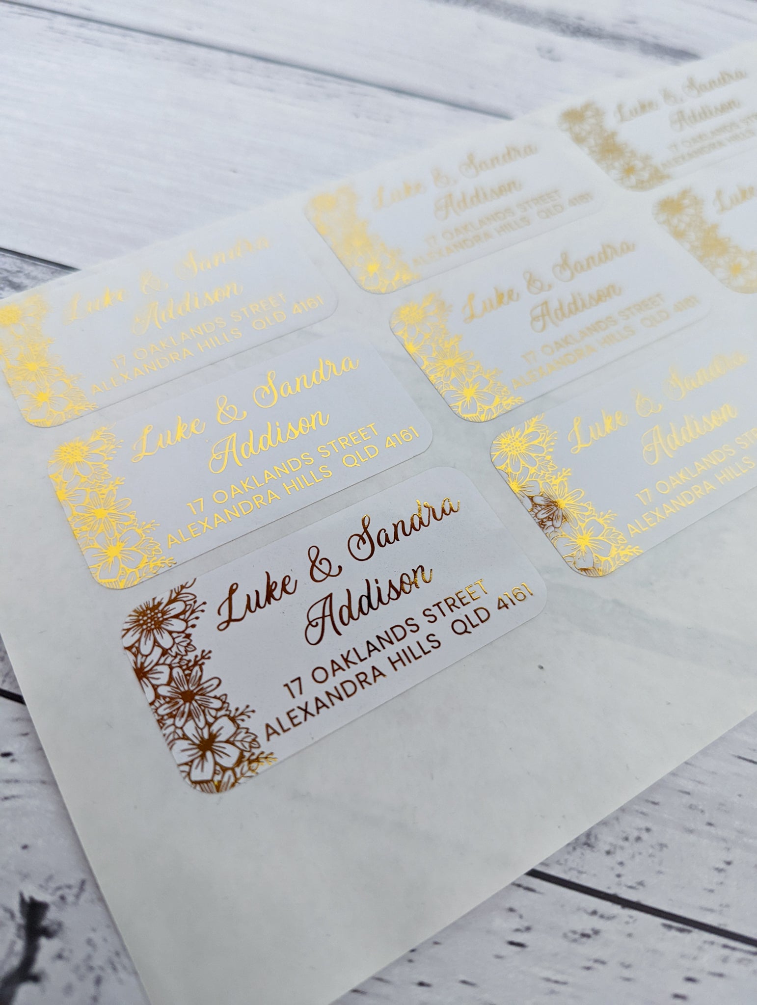 E&L Designs Return Address Labels, White, Side Floral