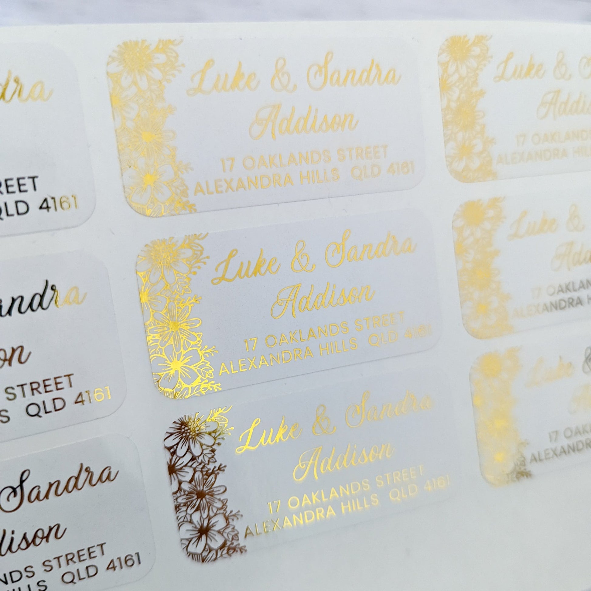 E&L Designs Return Address Labels, White, Side Floral