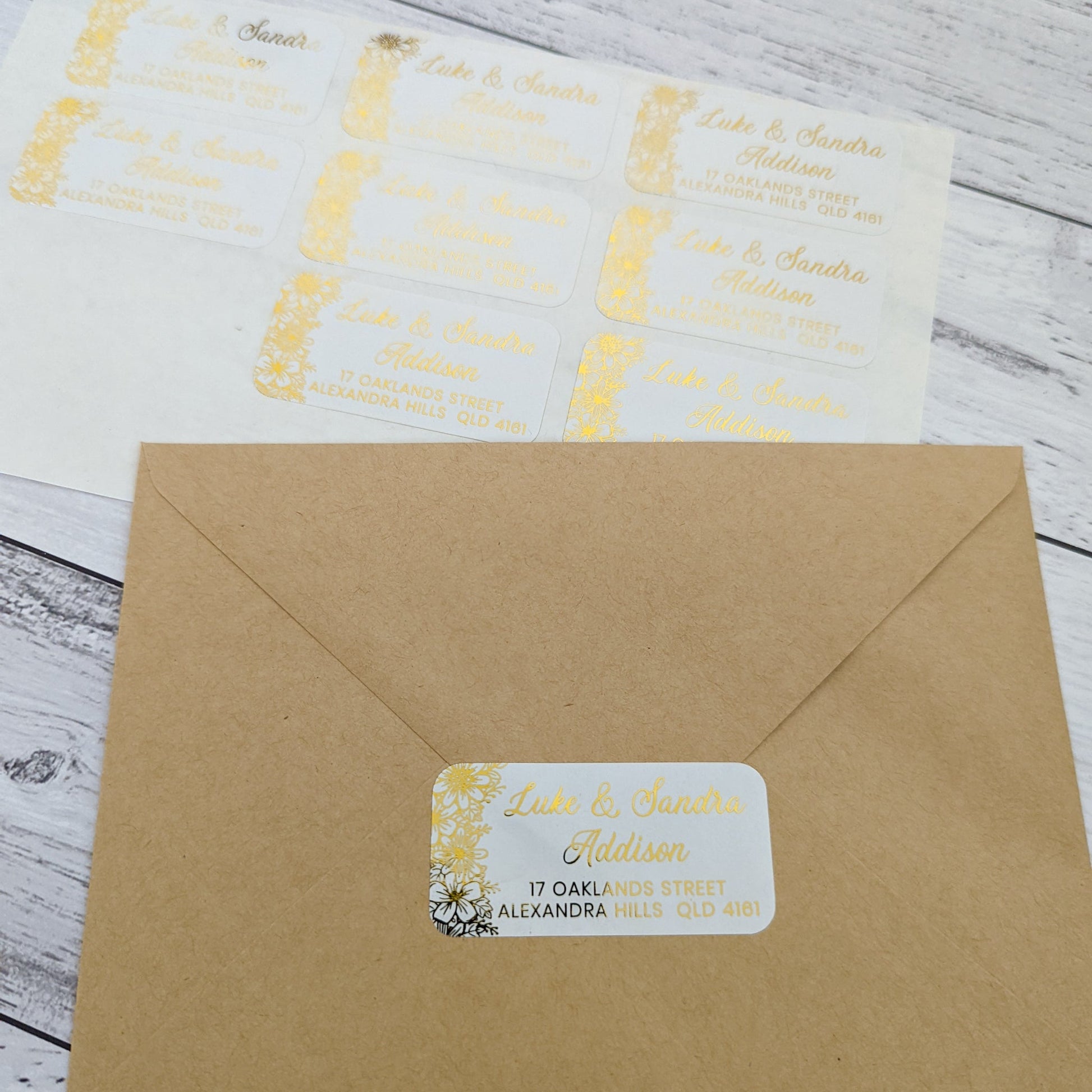 E&L Designs Return Address Labels, White, Side Floral