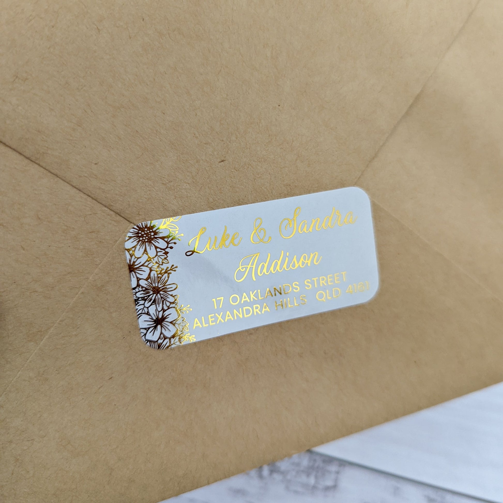E&L Designs Return Address Labels, White, Side Floral