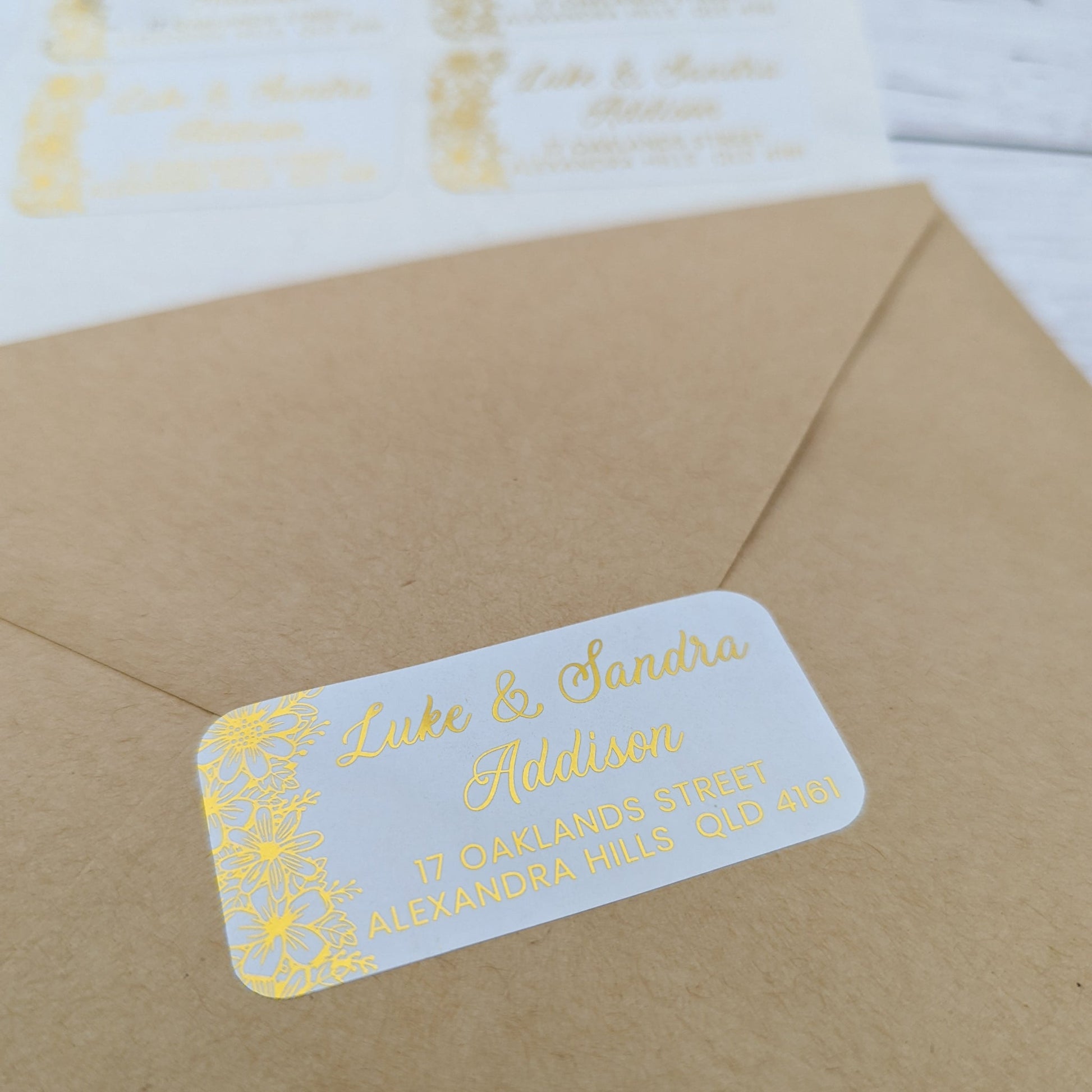 E&L Designs Return Address Labels, White, Side Floral