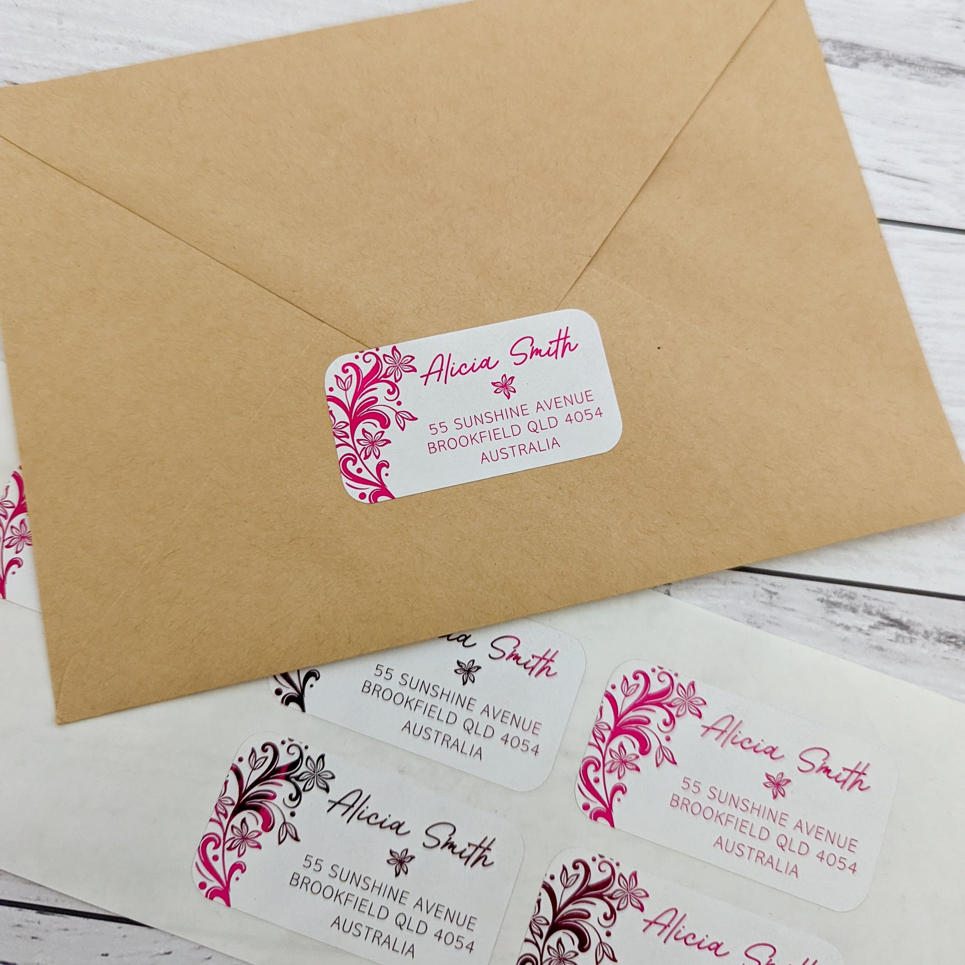 E&L Designs Return Address Labels, White, Tropical Flowers