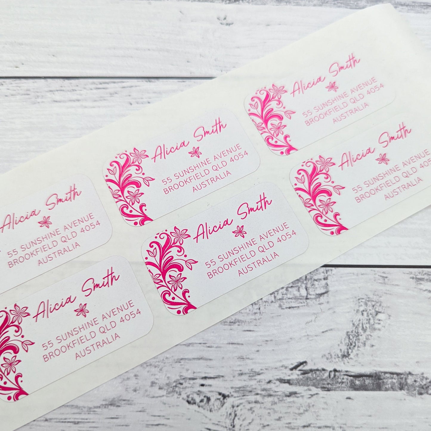 E&L Designs Return Address Labels, White, Tropical Flowers