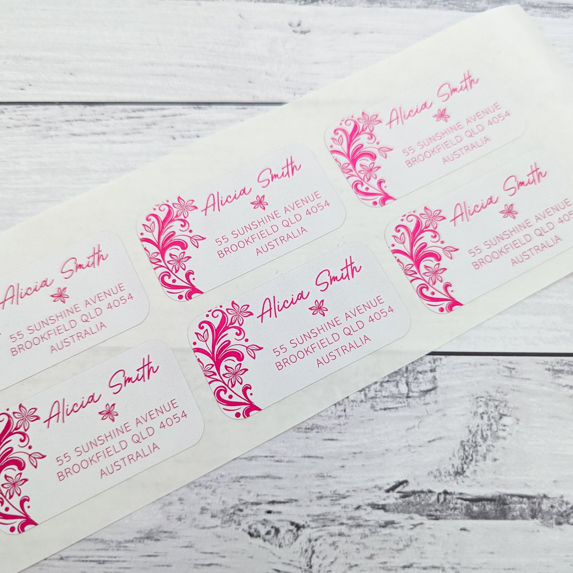 E&L Designs Return Address Labels, White, Tropical Flowers