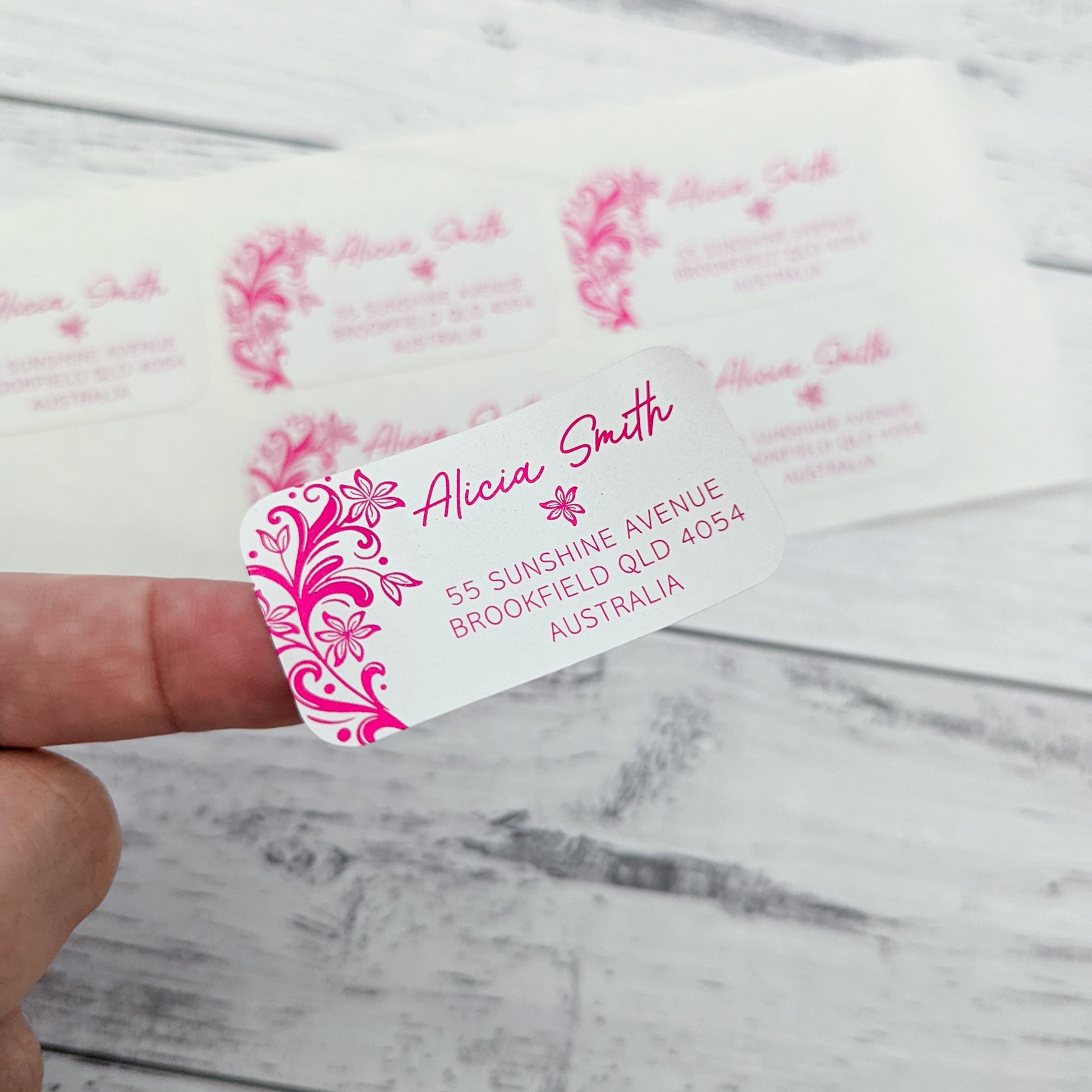 E&L Designs Return Address Labels, White, Tropical Flowers
