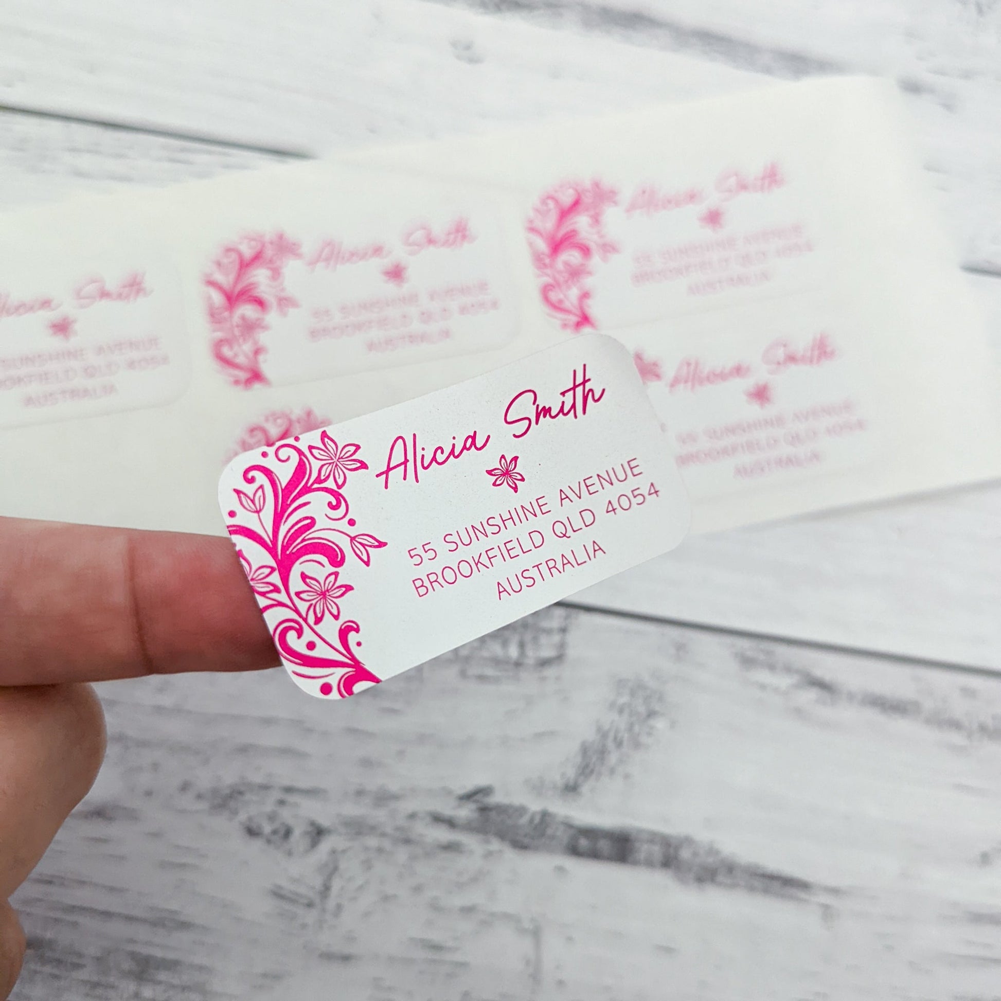 E&L Designs Return Address Labels, White, Tropical Flowers