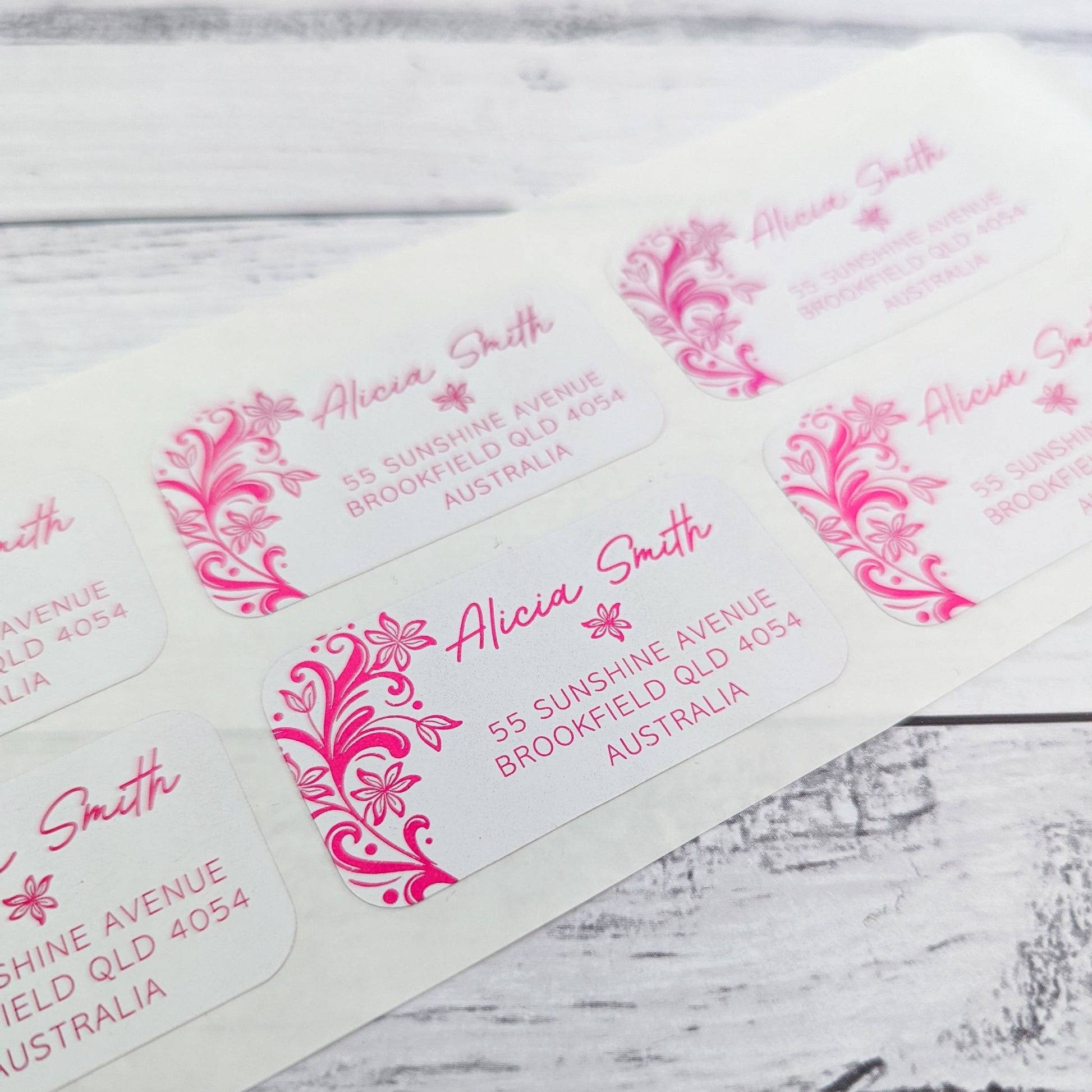 E&L Designs Return Address Labels, White, Tropical Flowers