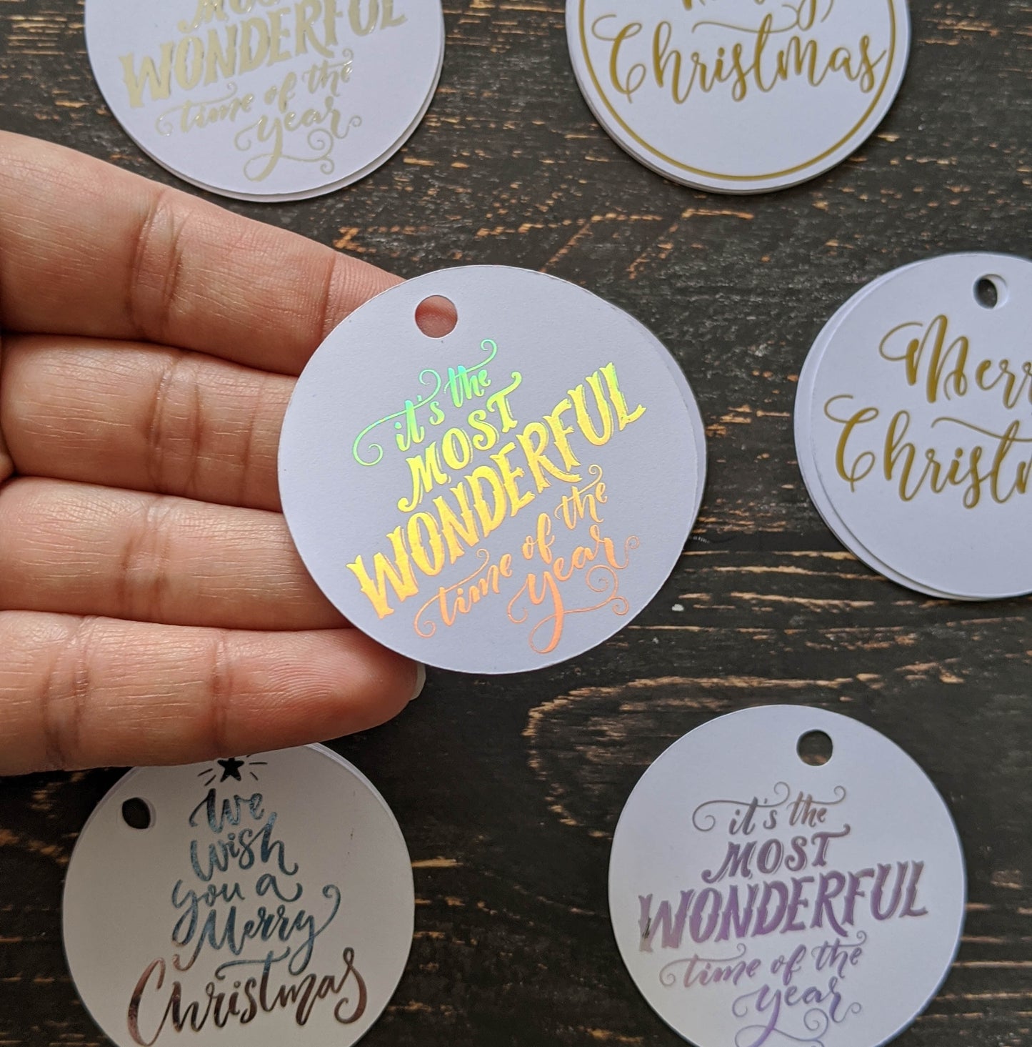 E&L Designs Round Christmas Tags Pack of 12