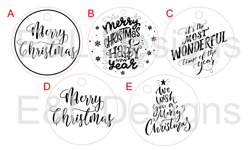 E&L Designs Round Christmas Tags Pack of 12