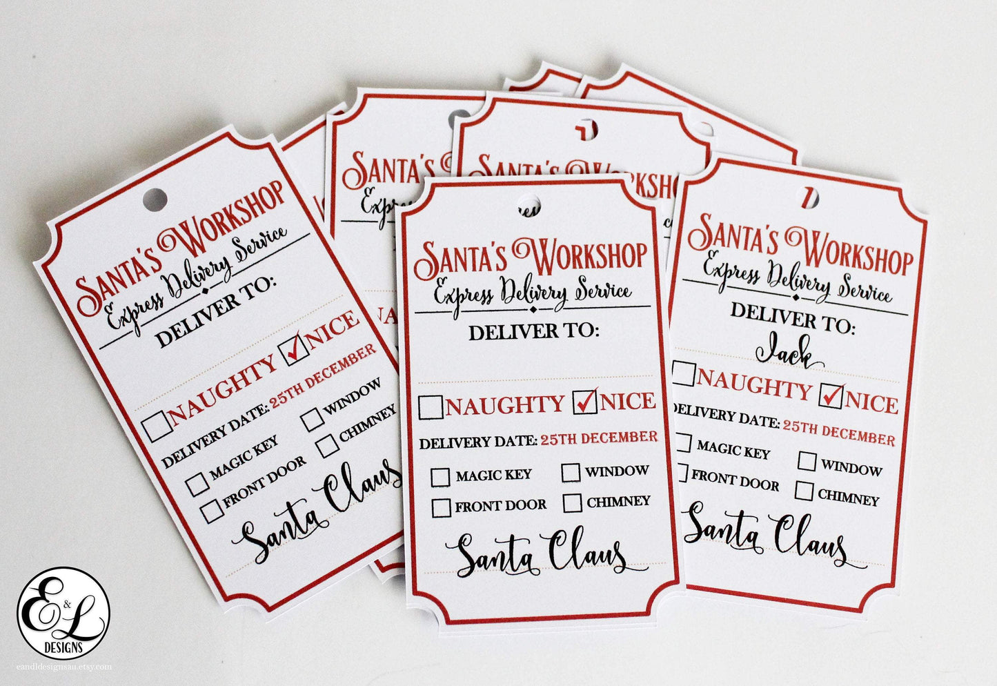 E&L Designs Santa & North Pole Delivery Tag and Sticker Set