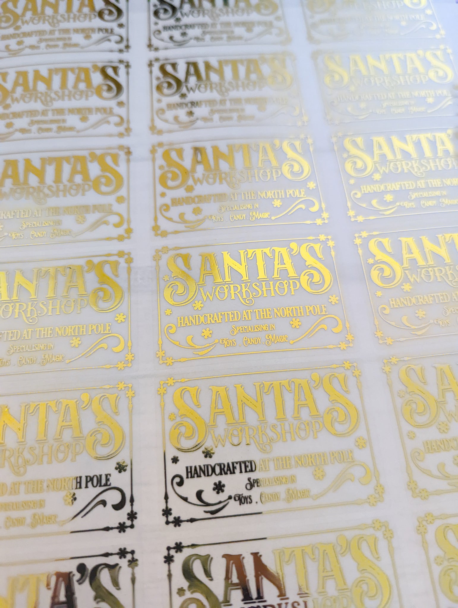 E&L Designs Santa's Workshop Foil Stickers, Clear