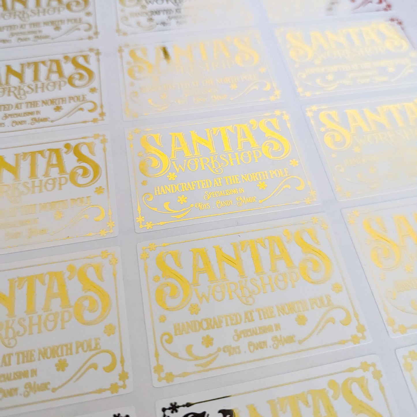 E&L Designs Santa's Workshop Foil Stickers, White